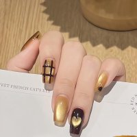 shoppinggo/ショッピングゴー shoppinggo ネイルチップ ショート きらきら ハート ワインレッド ゴールド つけ爪 ネイルアート アートチップ デコチップ オーバ/507856913