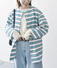 SHIPS any WOMEN/SHIPS any:キャンバス ボーダー コクーン ノーカラー コート/507857451