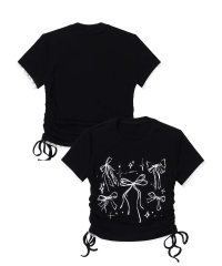 HOOK/フック HOOK 【HOOK】for girls 裾シャーリングリボンプリント半袖TEE/507857728