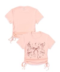HOOK/フック HOOK 【HOOK】for girls 裾シャーリングリボンプリント半袖TEE/507857728