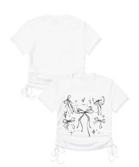 HOOK/フック HOOK 【HOOK】for girls 裾シャーリングリボンプリント半袖TEE/507857728