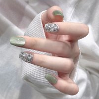 shoppinggo/ショッピングゴー shoppinggo ネイルチップ ショート キラキラ シンプル ブライダル ハート つけ爪 ネイルアート アートチップ デコチップ オーバル/507857823