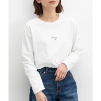 Honeys/ハニーズ Honeys ロゴ刺繍Tシャツ トップス カットソー 長袖 コットン 綿 Tシャツ ロンT 長袖Tシャツ USAコットン 綿100％ ロゴ 刺繍 レデ/507860978