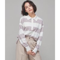 Honeys/ハニーズ Honeys 衿付ニット トップス ニット セーター 長袖 衿付き 無地 ボーダー柄 ECOVERO レーヨン混 スリット ドロップショルダー レディ/507860983