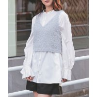 Honeys/ハニーズ Honeys フェザーヤーンビスチェ トップス ニット セーター ノースリーブ ビスチェ フェザーヤーン 無地 ベーシックカラー ガーリー 春 白 レ/507860984
