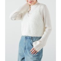 Honeys/ハニーズ Honeys フェザーヤーンビスチェ トップス ニット セーター ノースリーブ ビスチェ フェザーヤーン 無地 ベーシックカラー ガーリー 春 白 レ/507860984