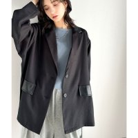 Classical Elf/クラシカルエルフ Classical Elf トレンドコーデに活躍☆レザーライク切替オーバーサイズテーラードジャケット/507861136