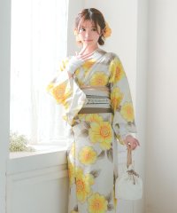 Retica/レティカ Retica 浴衣 ベージュ地×水彩ポピー ゆかた3点セット(浴衣+平帯+下駄)/507240623