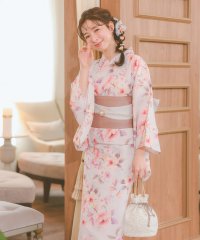 Retica/レティカ Retica 浴衣 ベビーピンク地×ニュアンスフラワー ゆかた3点セット(浴衣+平帯+下駄)/507240628