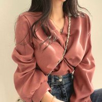 Belle Cie/ベルシー Belle Cie トップス ブラウス カシュクール Vネック 長袖 上品 きれいめ レディース 韓国ファッション シンプル フェミニン 発表会 入学/507866216