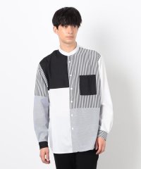 COMME CA ISM MENS/ストライプ コンビ バンドカラー シャツ/507834874