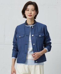 J.PRESS LADIES/【洗える】セルロースシャンブレー ノーカラー デニム ジャケット/507866979
