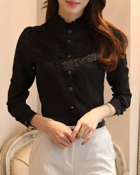 Lily of Valley/リリーオブバリー Lily of Valley 花柄 刺繍 立ち襟 フリル ブラウス フォーマル 長袖 シャツ/507867962
