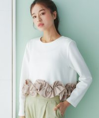EMILYAN/エミリアン Emilyan 　手洗い可・ストレッチ・UV CUT・接触冷感【 とろぷり生地がクセになる 】つやポンチ・ふりふりフリルクロップドブラウス/507868157