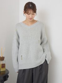 RETRO GIRL/レトロガール RETRO GIRL ダメージチュニックニット/507868334