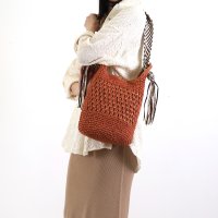 COOCO/クーコ COOCO ペーパーx柄テープフリンジワンショルダーバッグ/507868870