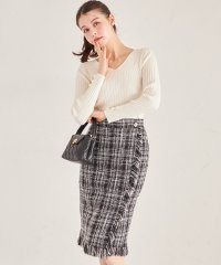 tocco closet/トッコクローゼット tocco closet ビジュー釦付きラップ風ツイードタイトスカート/507868953