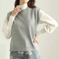 Sawa a la mode/サワアラモード Sawa a la mode 煌めくクマちゃんビジューのニットベストトップス/507869167