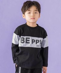 BeBe Petits Pois Vert/配色切り替え立体ロゴプリント入り長袖Tシャツ(95~160cm)/507805443