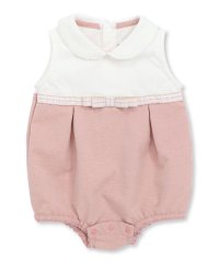 BeBe Petits Pois Vert/チェックリボンポイントロンパース(70~80cm)/507805445
