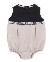 BeBe Petits Pois Vert/チェックリボンポイントロンパース(70~80cm)/507805445