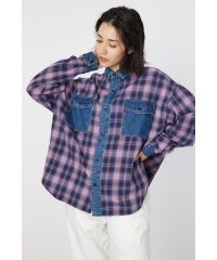 RODEO CROWNS WIDE BOWL/デニムドッキングチェックシャツ/507869980