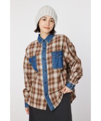 RODEO CROWNS WIDE BOWL/デニムドッキングチェックシャツ/507869980