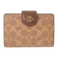 COACH/コーチ COACH 2つ折り財布 シグネチャー キャンバス ミディアム コーナー ジップ CW786 IMXHE TAN/BROWN/507871110
