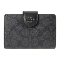 COACH/コーチ COACH 2つ折り財布 シグネチャー キャンバス ミディアム コーナー ジップ CW786 QBMI5 CHARCOAL/BLACK/507871111