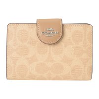 COACH/コーチ COACH 2つ折り財布 シグネチャー キャンバス ミディアム コーナー ジップ CW786 SVPWH SAND/TAUPE/507871112