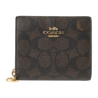 COACH/コーチ COACH 2つ折り財布 シグネチャー キャンバス スナップ ウォレット CW789 IMXAQ WALNUT/BLACK/507871113