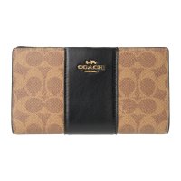 COACH/コーチ COACH 長財布 シグネチャー キャンバス スリムジップウォレット CW946 IMQRX TAN/BLACK/507871119