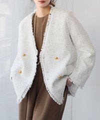 ELFRANK/エルフランク ELFRANK ツイードフリンジノーカラージャケット/507871253