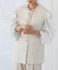 ELFRANK/エルフランク ELFRANK パールボタンツイードフリンジベスト/507871255