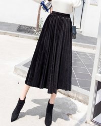 Lily of Valley/リリーオブバリー Lily of Valley スカート 秋冬 ミモレ ベロア アコーディオン プリーツ ミモレ丈 上品 ひざ下/507871437