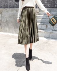 Lily of Valley/リリーオブバリー Lily of Valley スカート 秋冬 ミモレ ベロア アコーディオン プリーツ ミモレ丈 上品 ひざ下/507871437
