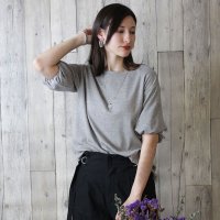 JUNGLE JALOPY/ジャングルジャロピー JUNGLE JALOPY フレア袖ドロップショルダーTシャツ パフ ハーフ スリーブ カットソー 半端袖 半袖 ユーネック丸首 Tシャツ/507871447