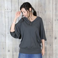 JUNGLE JALOPY/ジャングルジャロピー JUNGLE JALOPY ボリュームフレア袖Vネックカットソー　シンプル デザイン ロンt Vネック ブイネック Tシャツ 春コーデ レ/507871449