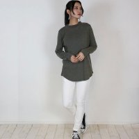JUNGLE JALOPY/ジャングルジャロピー JUNGLE JALOPY 無地ロング Tシャツ ロンT プチハイネック 男女兼用 レディース M L LL 3L 4L 春夏秋冬 楽ちん/507871452