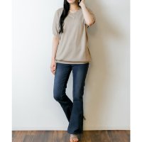JUNGLE JALOPY/ジャングルジャロピー JUNGLE JALOPY Vネックドルマン半袖綿ニット セーター カーディガン 半袖 ブイネック V首 Tシャツ 春コーデ レディース /507871481