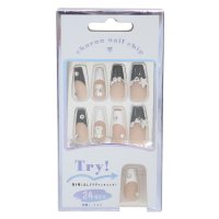 cinemacollection/シネマコレクション cinemacollection コスメ雑貨 ネイルチップロングスクエアタイプ MONOTONE FRENCH カミオジャパン ネイルアート/507872062