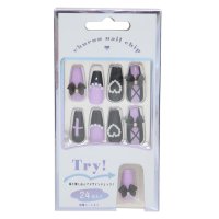 cinemacollection/シネマコレクション cinemacollection コスメ雑貨 ネイルチップロングスクエアタイプ PURPLE BLACK カミオジャパン ネイルアート 付け/507872065