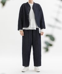 nop de nod/ノップドゥノッド nop de nod コットンリネンエルボーロゴ刺繍ノーカラージャケット/507872702