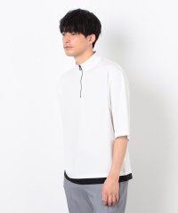 COMME CA ISM MENS/七分袖 フェイクレイヤード ハーフジップＴシャツ/507834881