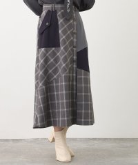 NICOLE CLUB/アシンメトリーバイカラースカート/507848046