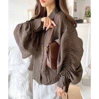 Classical Elf/クラシカルエルフ Classical Elf 上品な抜け感と自由なアレンジ叶う。2wayカラー袖シャーリングシアー素材シャツブラウス（長袖）/507873878