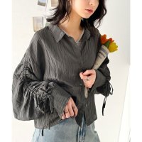 Classical Elf/クラシカルエルフ Classical Elf 上品な抜け感と自由なアレンジ叶う。2wayカラー袖シャーリングシアー素材シャツブラウス（長袖）/507873878
