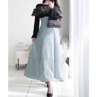Classical Elf/クラシカルエルフ Classical Elf 【mily bilet】大人の女性にぴったり！チュールフリルデザインドッキングワンピース(ロング丈)/507873880
