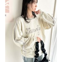 Classical Elf/クラシカルエルフ Classical Elf 【mily bilet】ロゴが可愛い。サイドシャーリングサテンリボン使いスウェットトップス(長袖)/507873889