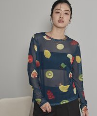 miette/プリントチュールクルーネックトップス/507874465